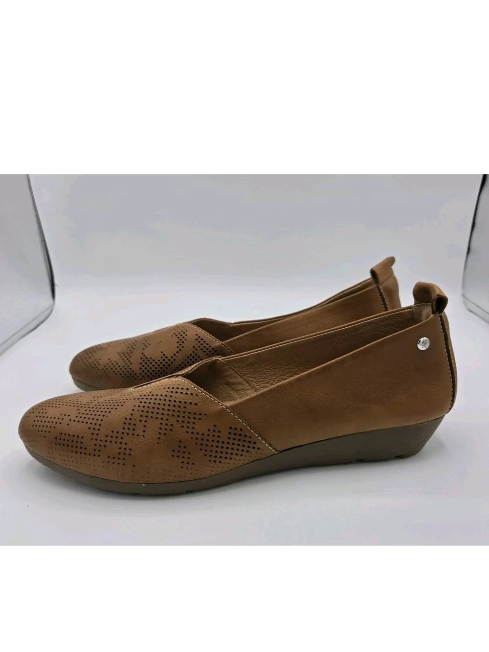 Pikolinos Aledo Ballet Flats Brandy Leather Perforated Detaling Brown Size 39 8